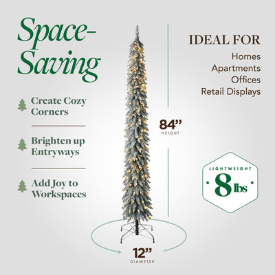 Evergreen Classics 7' Frosted Pine Christmas Tree w/Warm White LEDs (Open Box) - VMInnovations