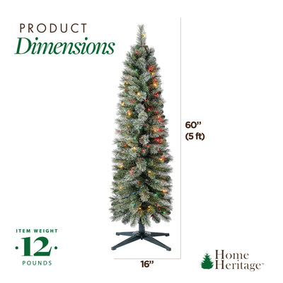 Home Heritage Stanley 5' Pine Artificial Christmas Tree, PreLit 150 Color Lights - VMInnovations