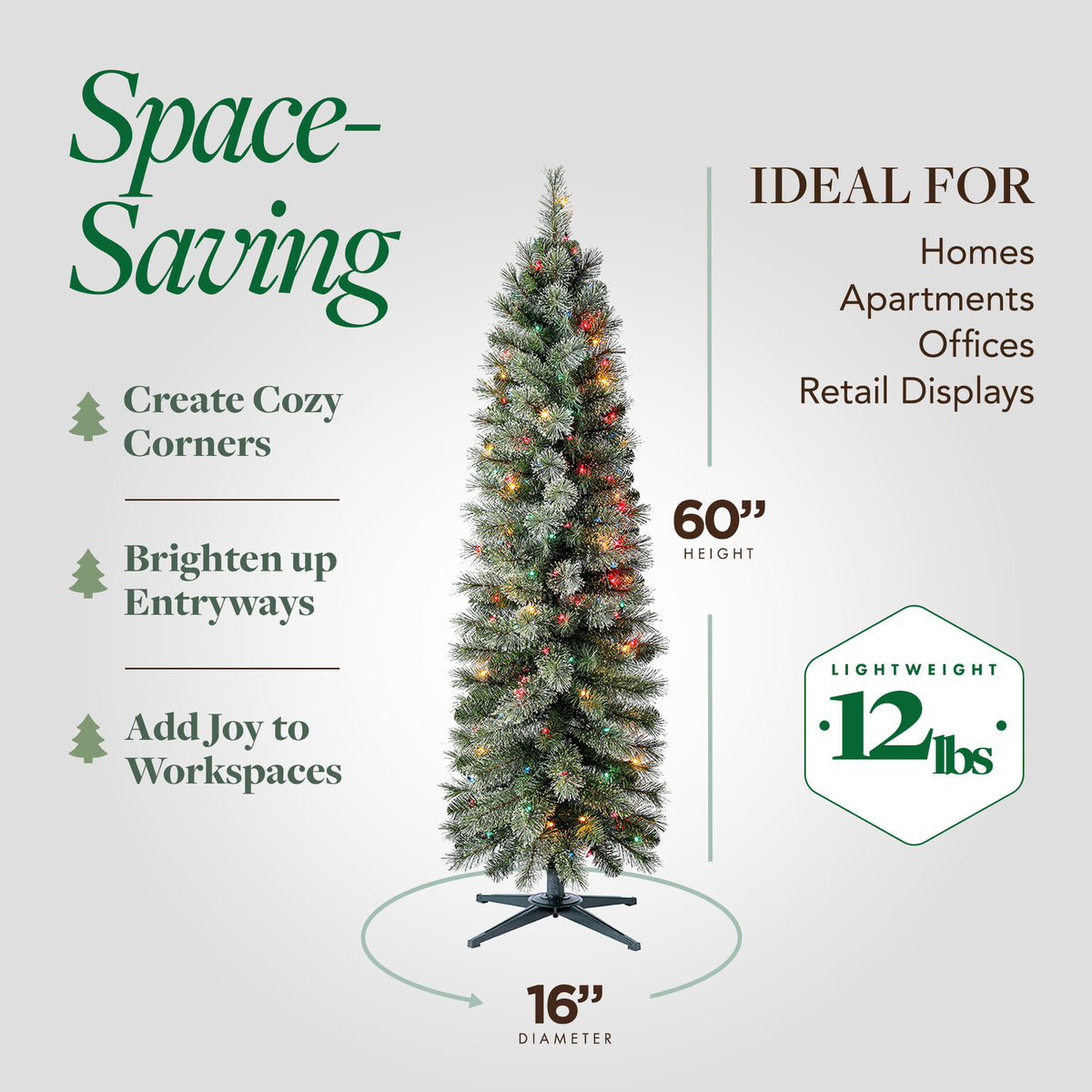 Home Heritage Stanley 5' Pine Artificial Christmas Tree, PreLit 150 Color Lights