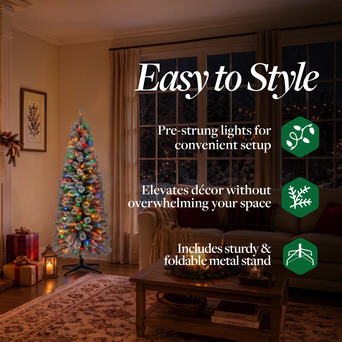 Home Heritage Stanley 5' Pine Artificial Christmas Tree, PreLit 150 Color Lights