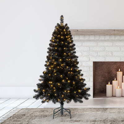Evergreen Classics Oxford 5' Artificial Prelit Christmas Tree Clear LEDs, Black
