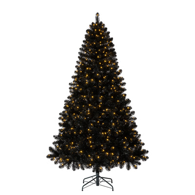 Home Heritage Oxford 7.5' Artificial Prelit Christmas Tree 500 Clear LEDs, Black