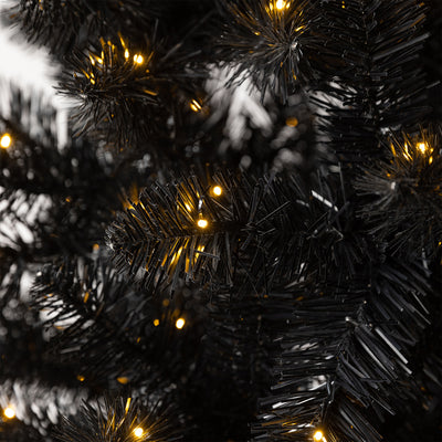 Home Heritage Oxford 7.5' Artificial Prelit Christmas Tree 500 Clear LEDs, Black