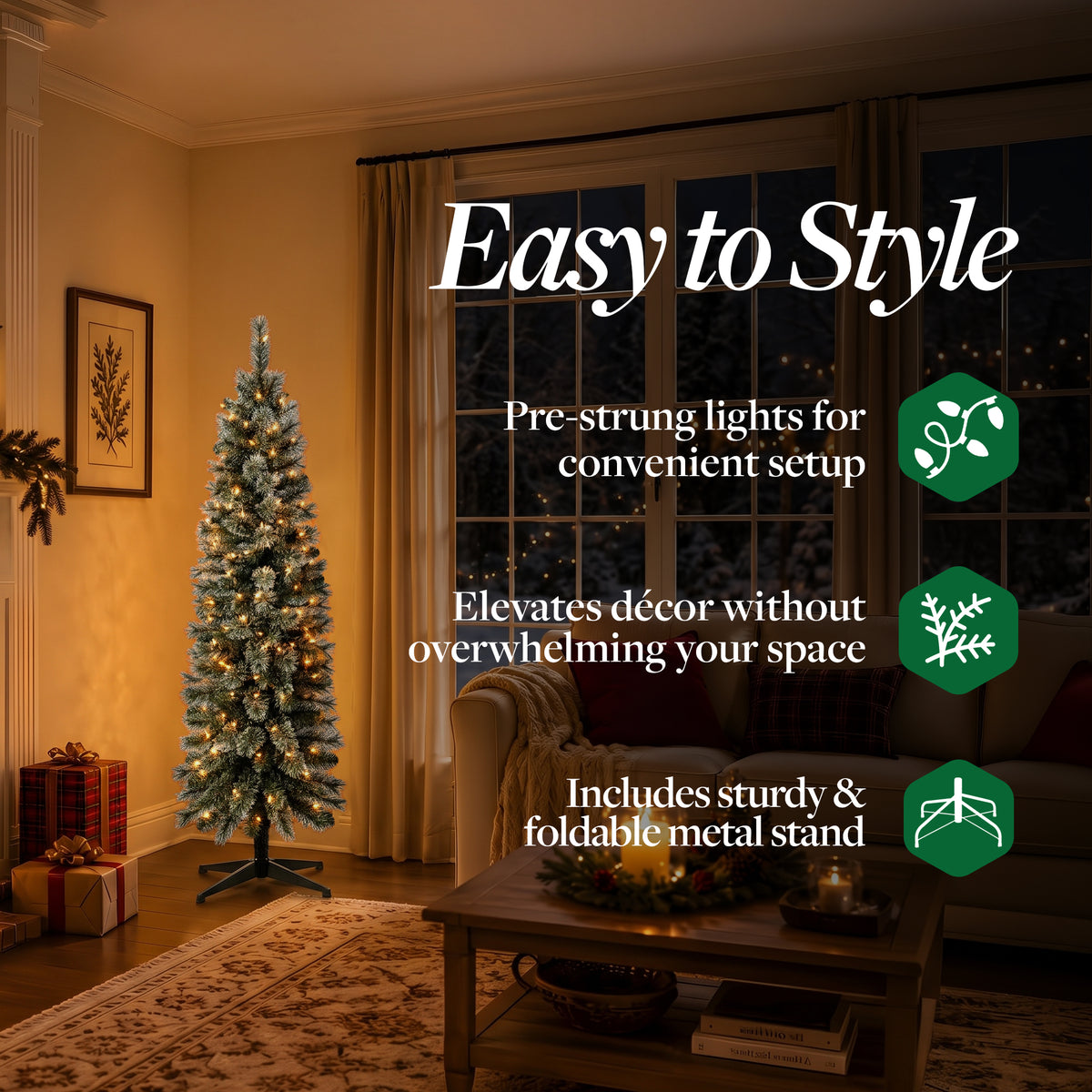 Home Heritage Stanley 5' Pine Artificial Christmas Tree, PreLit 150 White Lights