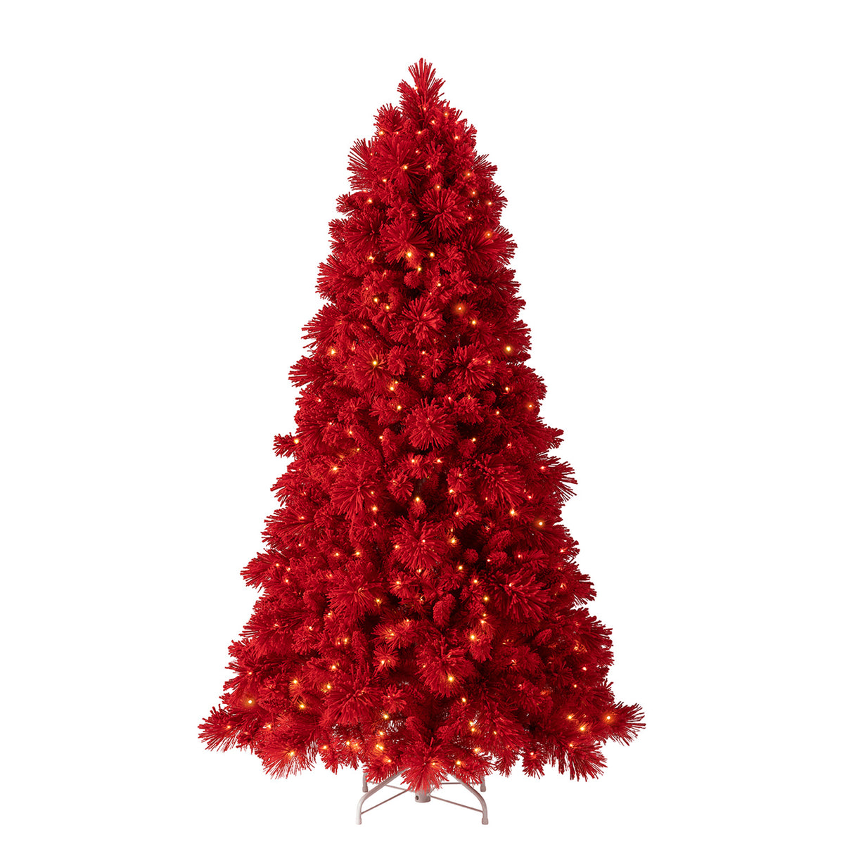 Home Heritage 6.5' Red Snowdrift Flocked Pine Christmas Tree w/ White LED Lights