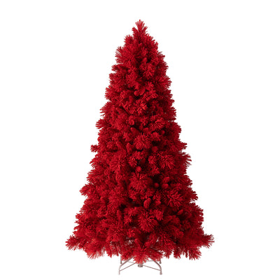 Home Heritage 6.5' Red Snowdrift Flocked Pine Christmas Tree w/ White LED Lights