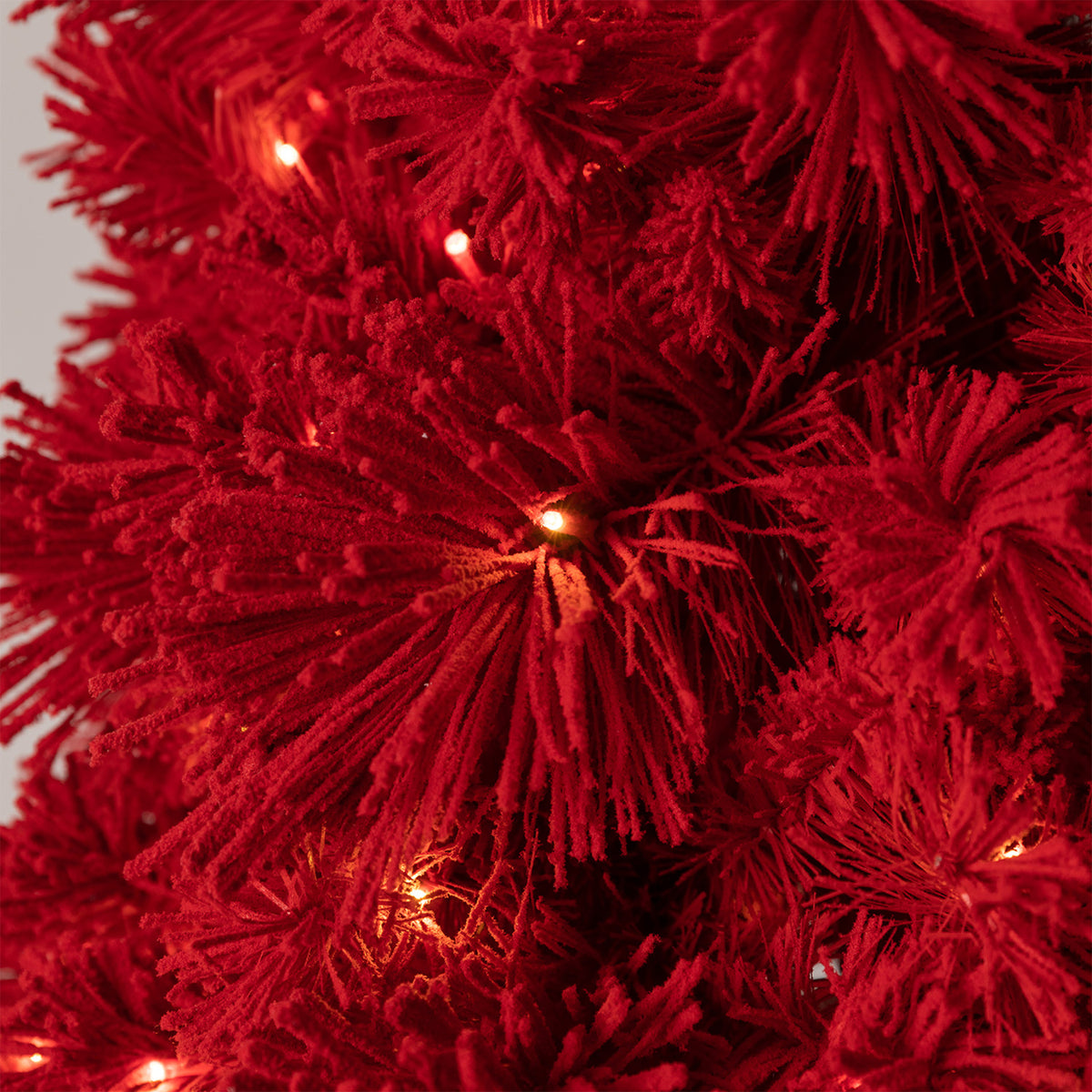 Home Heritage 6.5' Red Snowdrift Flocked Pine Christmas Tree w/ White LED Lights