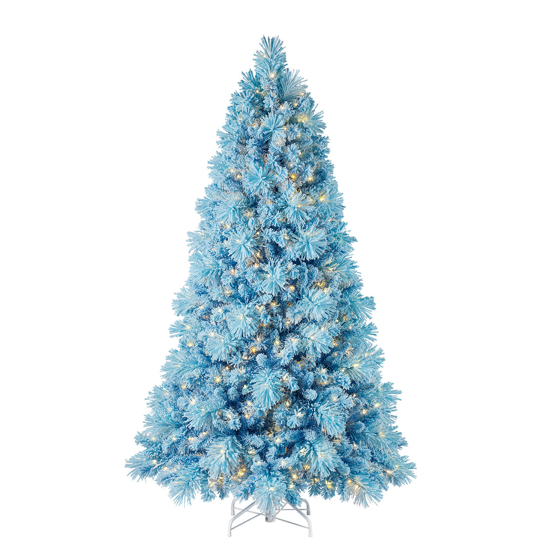 Home Heritage Snowdrift 6.5 Ft Pre-Lit Artificial Christmas Holiday Tree, Blue - VMInnovations