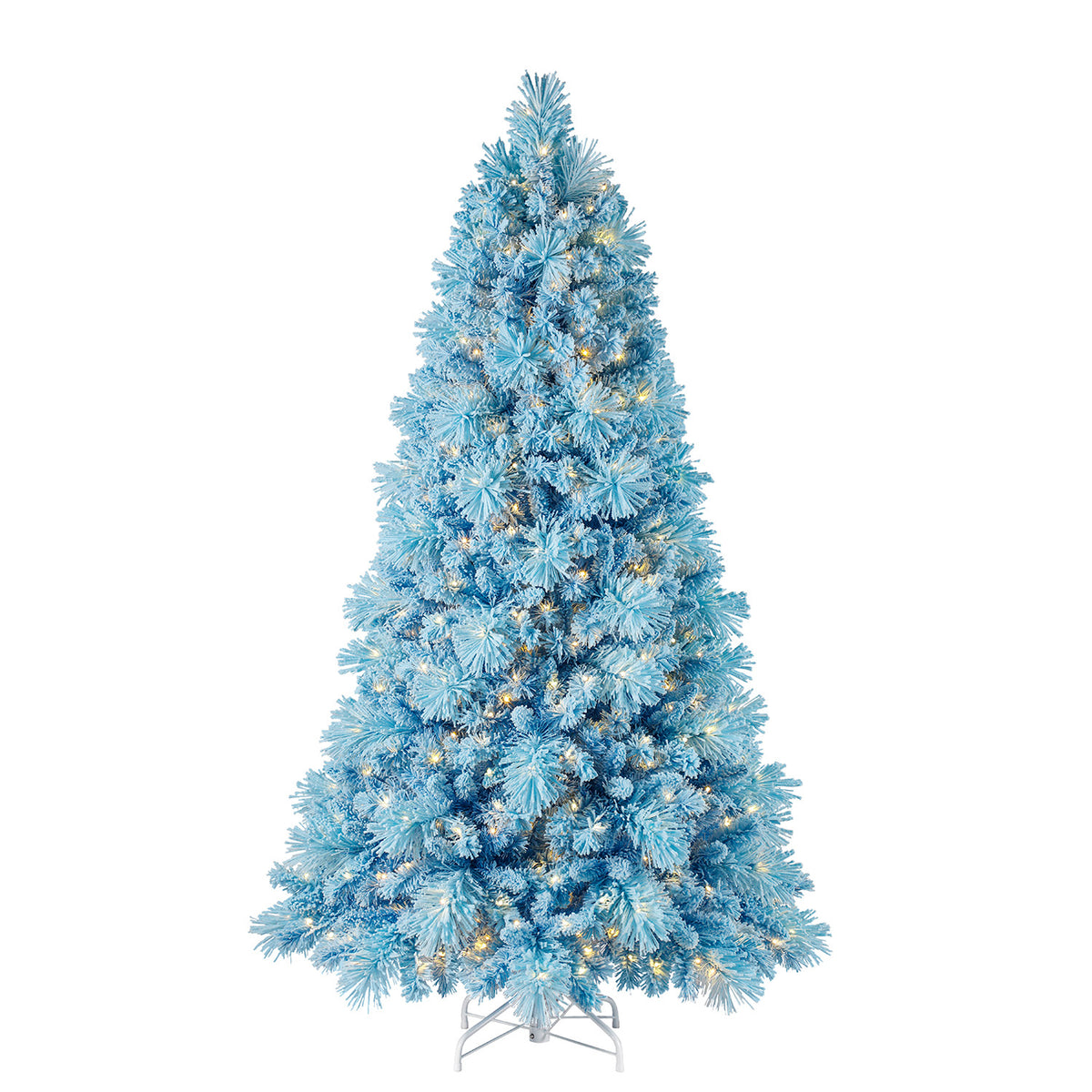 Home Heritage 6.5' Light Blue Snowdrift Pine Christmas Tree & LED Lights (Used)