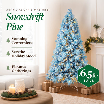 Home Heritage 6.5 Ft Pre-Lit Artificial Christmas Holiday Tree, Blue (Open Box) - VMInnovations