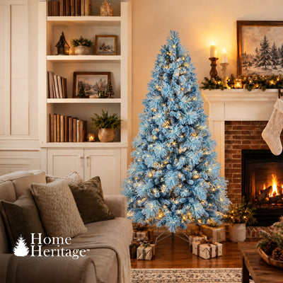 Home Heritage Snowdrift 6.5 Ft Pre-Lit Artificial Christmas Holiday Tree, Blue