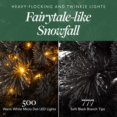 Home Heritage Snowdrift 6.5 Ft Pre-Lit Artificial Christmas Holiday Tree, Black