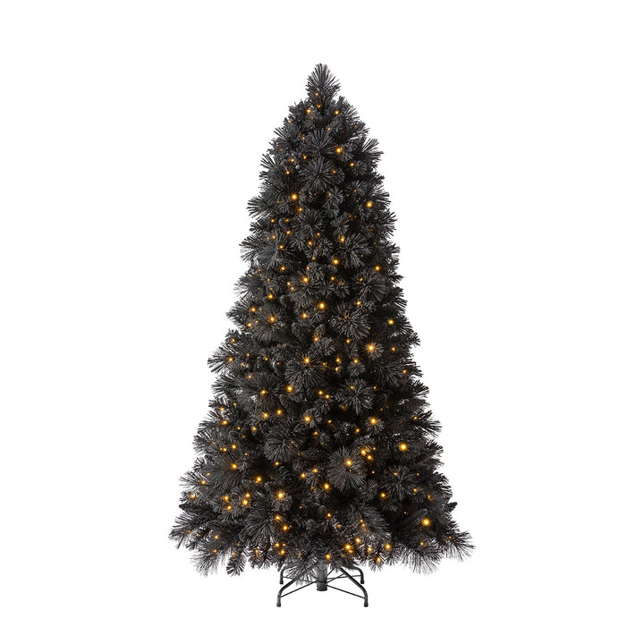 6.5' Prelit Snowdrift Flocked Christmas Tree 500 Clear LEDs, Black (Used)