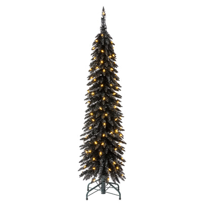 Evergreen Classics 5' Black Pencil Pine Christmas Tree, 100 White LEDs(Open Box) - VMInnovations