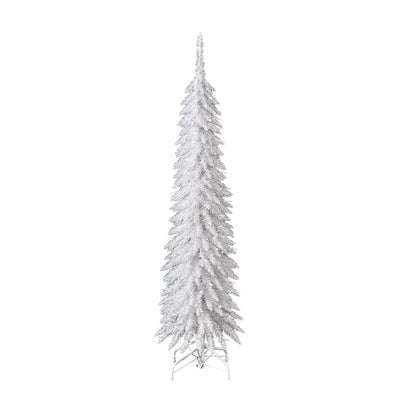 Home Heritage Tinsel 5' Pencil 100 LED Pre-Lit Artificial Christmas Tree, White