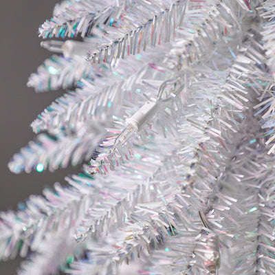 Home Heritage Tinsel 5' Pencil 100 LED Pre-Lit Artificial Christmas Tree, White