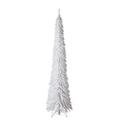 Home Heritage 9' Pencil Tinsel Artificial Prelit Christmas Tree & Stand, White