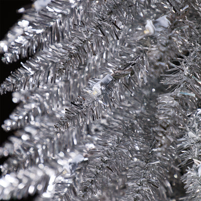 Home Heritage 5 Ft Slim Tinsel Artificial Prelit Christmas Tree & Stand, Silver