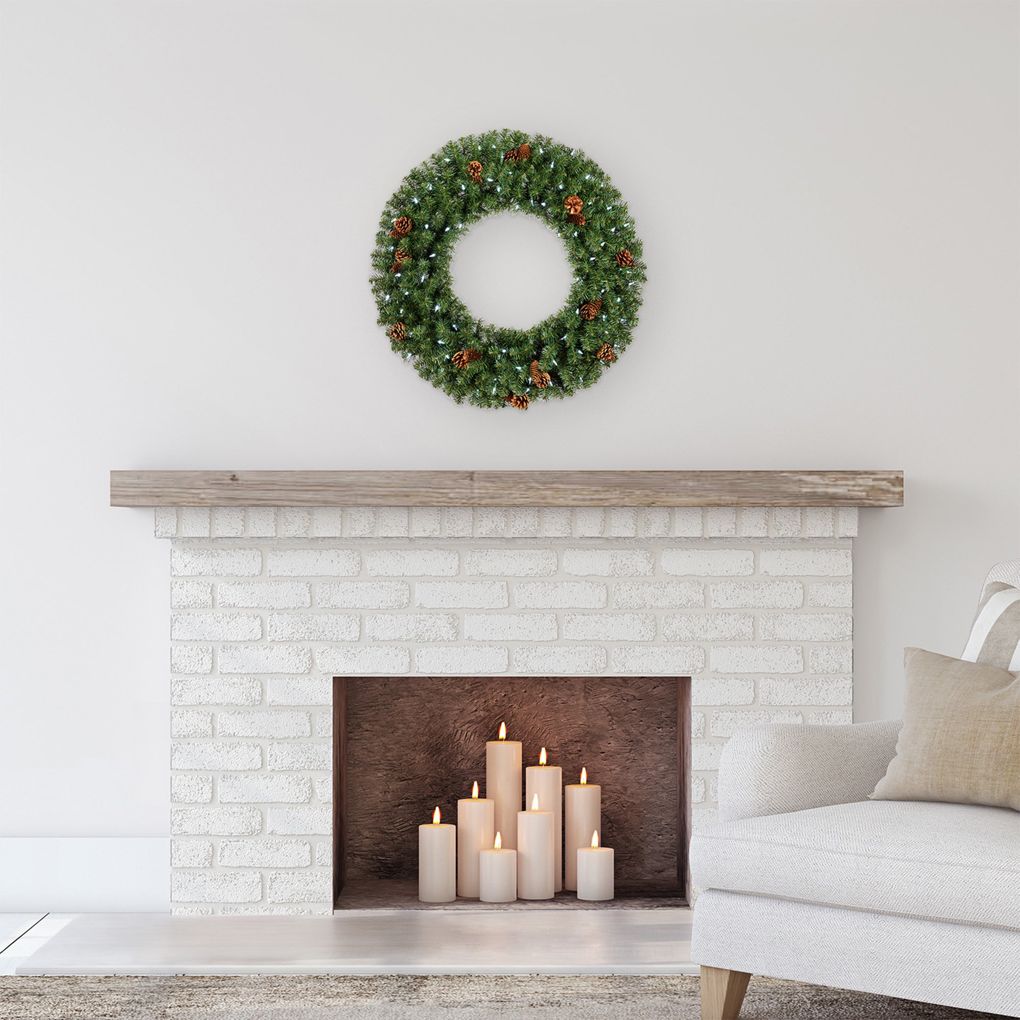 Evergreen Classics 36" Pre-Lit Christmas Wreath w/ LED Lights and Timer (Used)