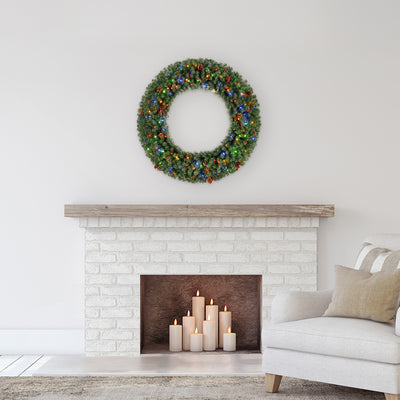 Evergreen Classics 48-Inch Artificial Christmas Wreath Prelit w/ 200 LED Lights