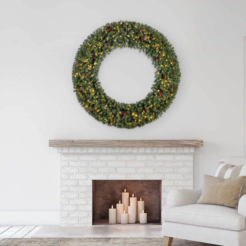 Home Heritage 72" Large Artificial Christmas Wreath Prelit 400 Color LED Lights
