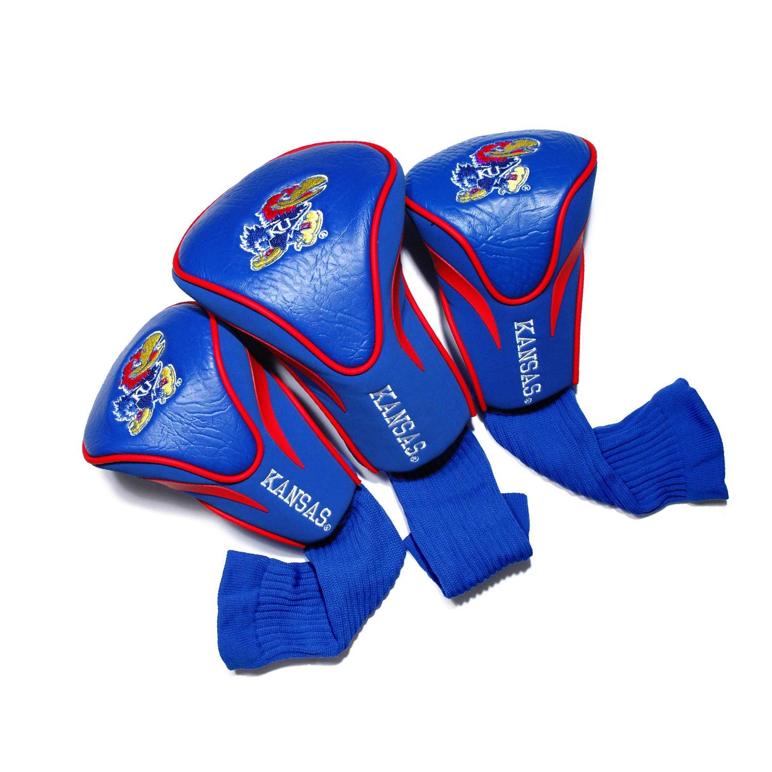 Team Golf 20894 NCAA Kansas Jayhawks Contour Golf Club Sock HeadCovers, 3 Pack