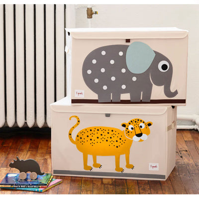 3 Sprouts Collapsible Toy Chest Storage Bin for Kids, Leopard & Bear (2 Pack)