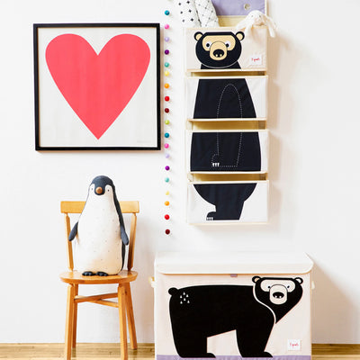 3 Sprouts Collapsible Toy Chest Storage Bin for Kids, Leopard & Bear (2 Pack)