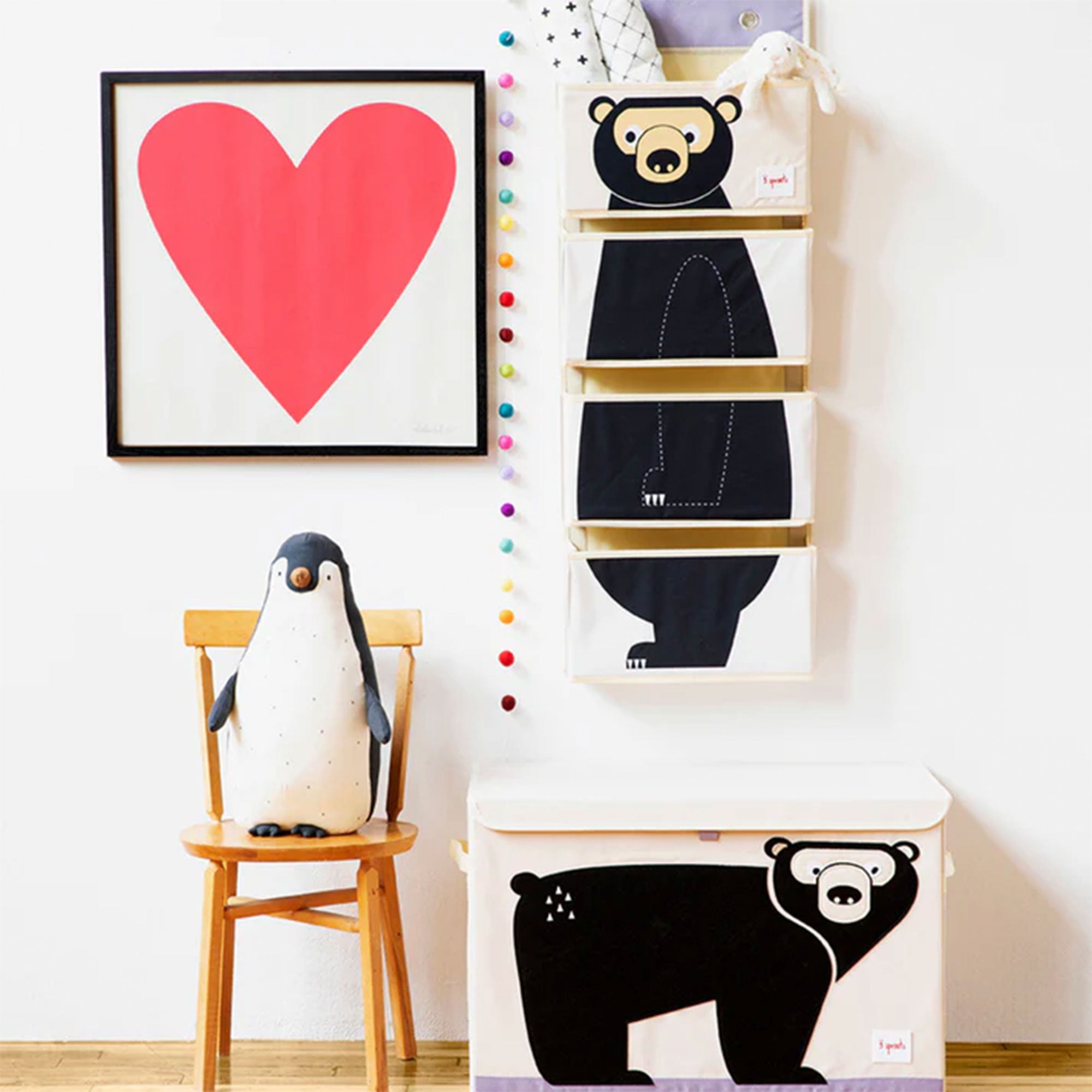 3 Sprouts Collapsible Toy Chest Storage Bin for Playroom, Whale & Bear (2 Pack)