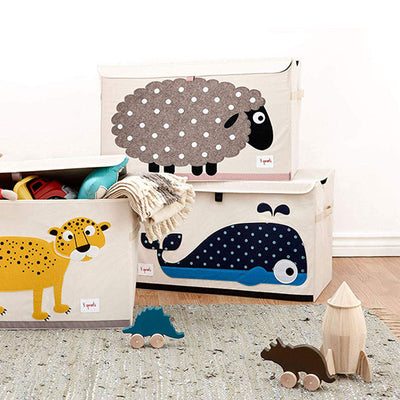 3 Sprouts Collapsible Toy Chest Storage Bin for Playroom, Whale & Bear (2 Pack)