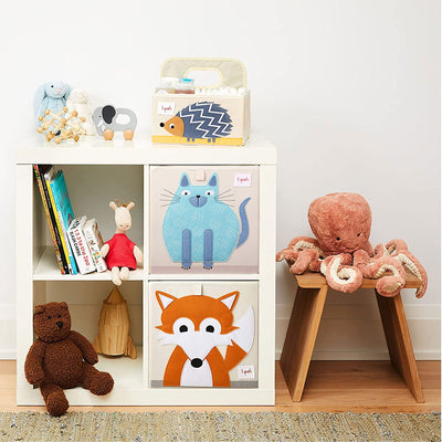 3 Sprouts Children's Fabric Storage Cube Bundle w/ Blue Cat, Orange Fox Designs