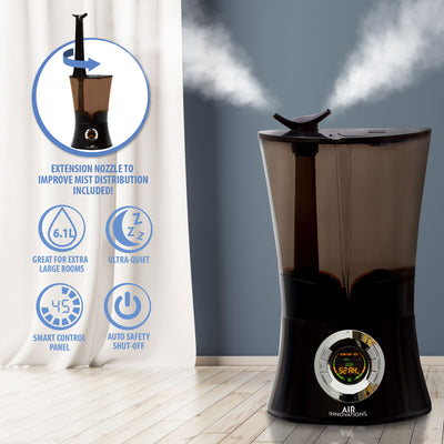 Air Innovations Ultrasonic Cool Mist Aromatherapy Digital Humidifier, Black (Refurbished)