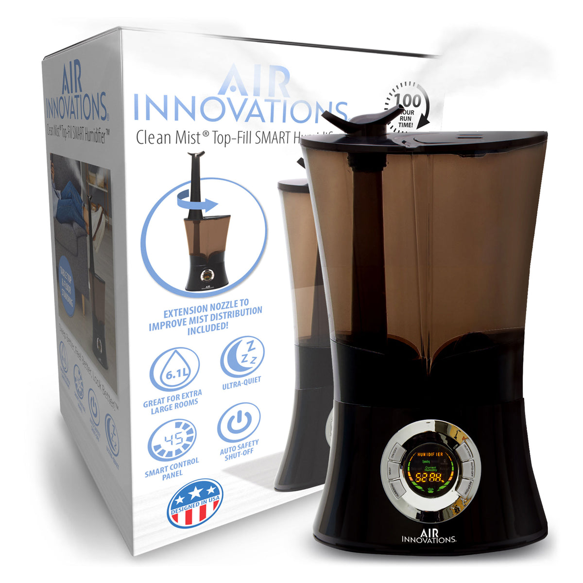 Air Innovations Ultrasonic Cool Mist Aromatherapy Digital Humidifier, Black (Refurbished)