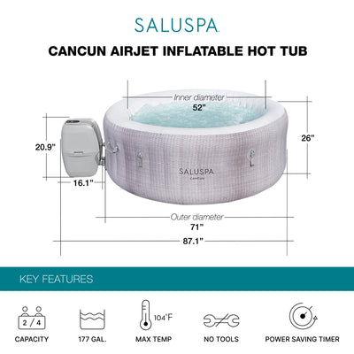 Bestway SaluSpa Cancun 71 x 26 Inch Inflatable AirJet Hot Tub Pool Spa (Used) - VMInnovations