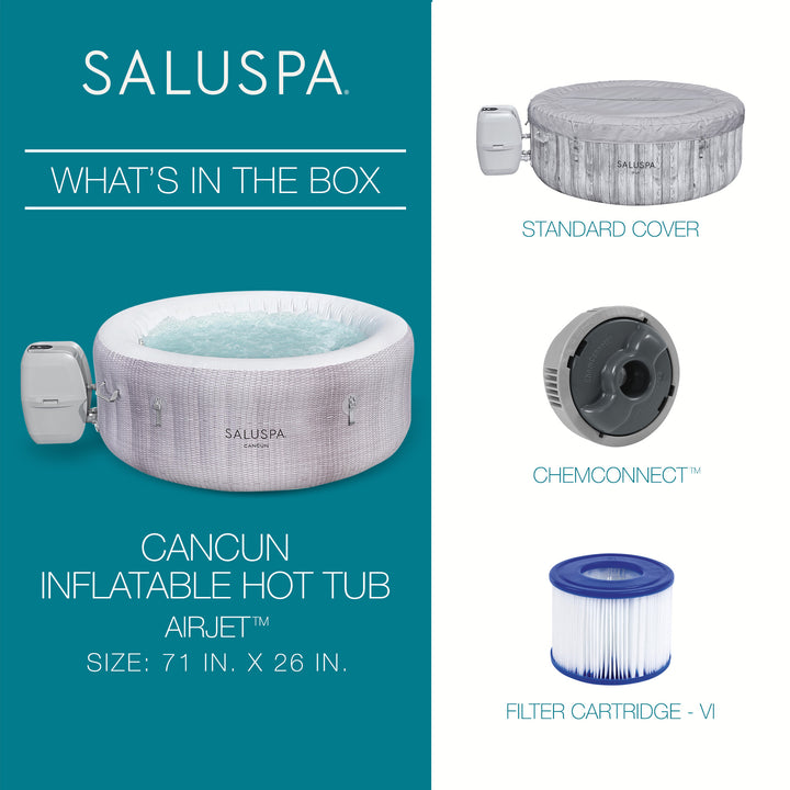 Bestway SaluSpa Cancun AirJet Inflatable Hot Tub with 120 Soothing Jets, Gray