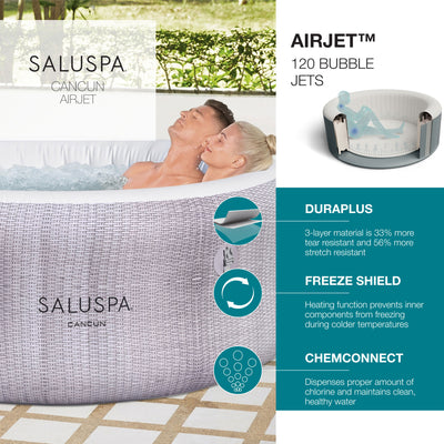 Bestway SaluSpa Cancun Inflatable Hot Tub + Bestway SaluSpa Non Slip Spa Seat