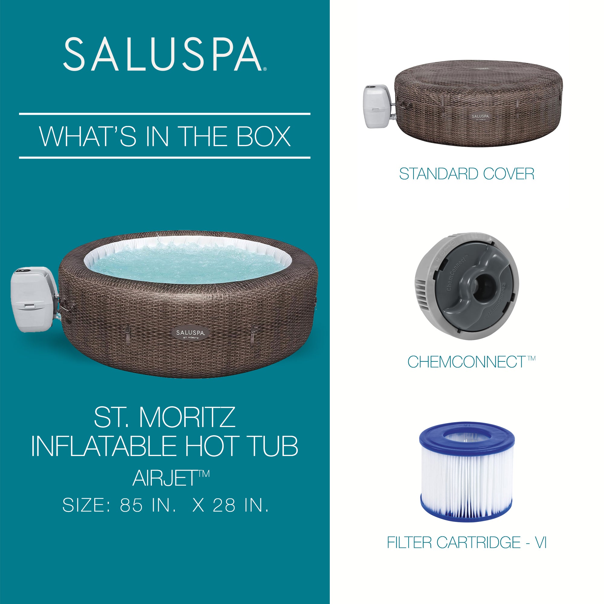 Bestway 85 x 28 In 7 Person Inflatable St Moritz AirJet Hot TubSpa (Open Box) - VMInnovations