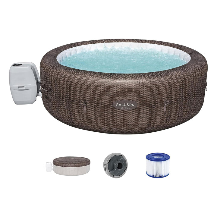 Bestway SaluSpa St Moritz AirJet Inflatable Hot Tub w/ 180 Soothing Jets, Brown