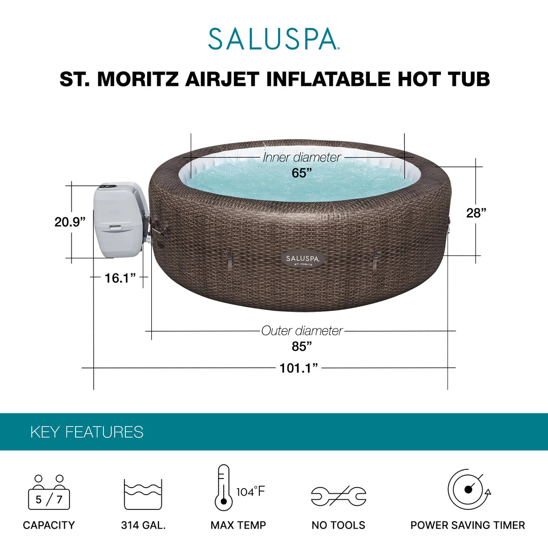 Bestway SaluSpa St Moritz 85" x 28" Inflatable AirJet Hot Tub Pool Spa (Used)