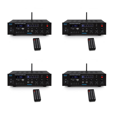 Pyle PFA600BU 300W 2 Channel Compact Bluetooth Public Address Amplifier (4 Pack)