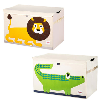 3 Sprouts Collapsible Toy Chest Storage Bin Bundle w/ Lion + Crocodile (2 Pack)
