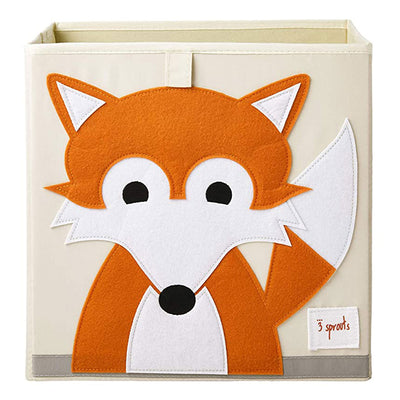 3 Sprouts Kids Playroom Foldable Fabric Storage Cube Bin Box, Fox & Owl (2 Pack)
