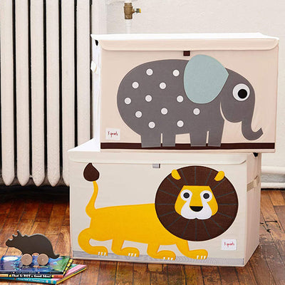 3 Sprouts Collapsible Toy Chest Storage Bin Bundle with Lion and Rhino (2 Pack)
