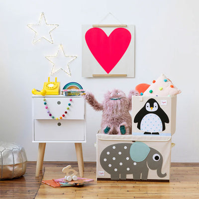 3 Sprouts Collapsible Toy Chest Storage Bin Bundle, Dinosaur + Elephant (2 Pack)
