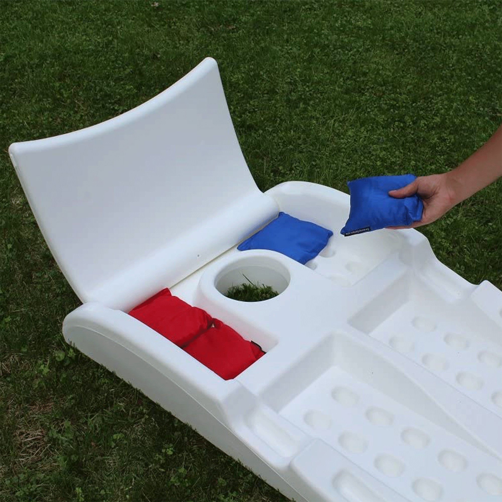 Driveway Games All Weather Indoor/Outdoor Corntoss Bean Bag Cornhole Game, White - VMInnovations