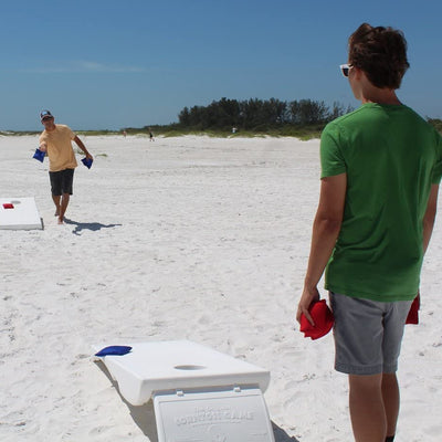 Driveway Games All Weather Indoor/Outdoor Corntoss Bean Bag Cornhole Game, White - VMInnovations