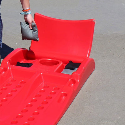 Driveway Games Outdoor Corntoss Cornhole Bean Bag Toss Game, Red (Used)