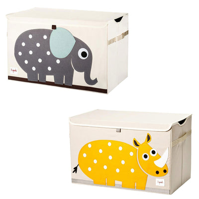 3 Sprouts Collapsible Toy Chest Storage Bin Bundle w/ Elephant + Rhino (2 Pack)