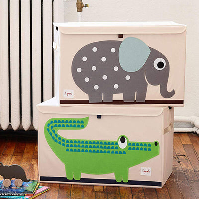 3 Sprouts Collapsible Toy Chest Storage Bin Bundle w/ Elephant + Rhino (2 Pack)