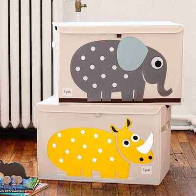 3 Sprouts Collapsible Toy Chest Storage Bin Bundle w/ Elephant + Rhino (2 Pack)